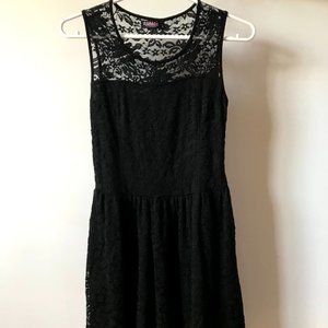 Garage Black Laced Sleeveless Mesh Dress with Black Coloured Inner Lining